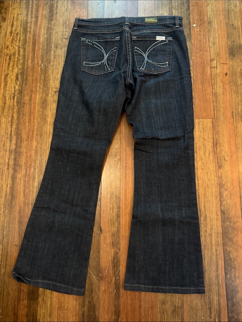 David Kahn Dark Indigo Flare Jeans with Embroidered Back Pockets